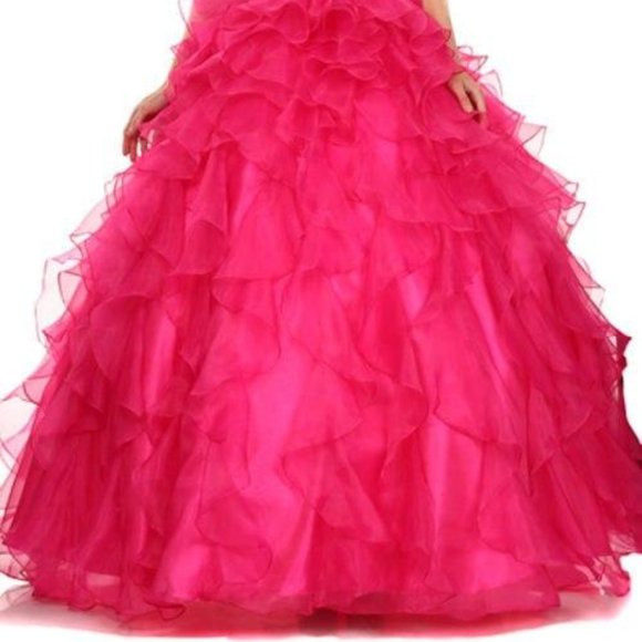 Strapless Ballgown Illusion Cape Prom Dress JT322 - Picture 6 of 8